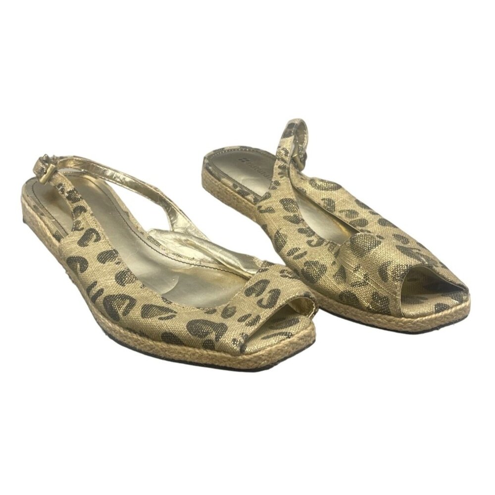 naturalizer memento animal print open toed sandals ankle buckle flats 7.5 READ
